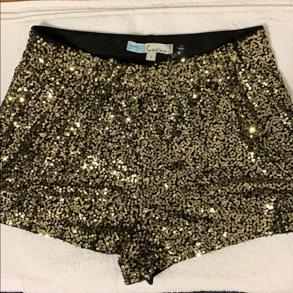 Cecico Gold Sequin Women's Shorts